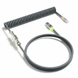 Mambasnake C01 Ultra Rgb Lighting Coiled Keyboard Cable for Gaming Keyboard, Double-sleeved Mechanical Keyboard Cable with Detachable Metal Aviator,type-c to Usb-a for Charging/gaming -grey