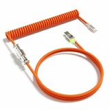 Mambasnake C01 Ultra RGB Lighting Coiled Keyboard Cable for Gaming Keyboard, Double-sleeved Mechanical Keyboard Cable with Detachable Metal Aviator,type-c to Usb-a for Charging/gaming-orange